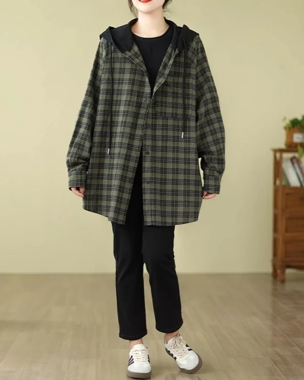 Green Plaid Shirt With Black Hood | Jungkook - BTS 6 Green Plaid Shirt With Black Hood | Jungkook - BTS - Image 4