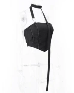 Grey Distressed Tube Crop Top With Neck Strap | Jurin - XG -Amped Apparel Grey Distressed Tube Crop Top With Neck Strap Jurin XG 7 600x750 1