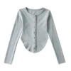 Grey Long Sleeves Corset-Style Top | Yoohyeon - Dreamcatcher -Amped Apparel Grey Long Sleeves Corset Style Top Yoohyeon Dreamcatcher 4 600x670 1