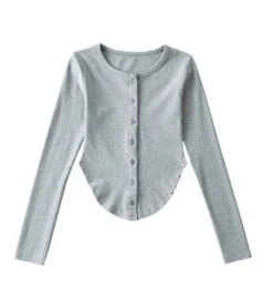Grey Long Sleeves Corset-Style Top | Yoohyeon - Dreamcatcher