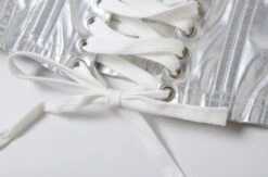 Grey Metallic Lace-Up Tube Top | Lisa - BlackPink -Amped Apparel Grey Metallic Lace Up Tube Top Lisa BlackPink 7 600x396 1