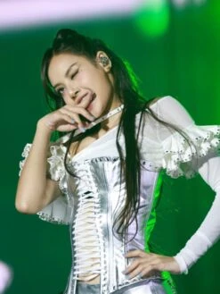 Grey Metallic Lace-Up Tube Top | Lisa - BlackPink -Amped Apparel Grey Metallic Lace Up Tube Top Lisa BlackPink Idol scaled 600x800 1