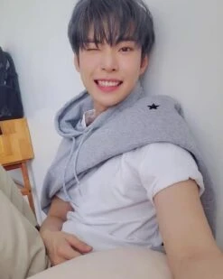 Grey Shoulder Stars Hoodie | Doyoung - NCT -Amped Apparel Grey Shoulder Stars Hoodie Doyoung NCT Idol 1 600x751 1