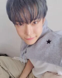 Grey Shoulder Stars Hoodie | Doyoung - NCT -Amped Apparel Grey Shoulder Stars Hoodie Doyoung NCT Idol 2 600x749 1