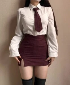 Grey Striped Slit Mini Skirt | Rose - BlackPink 9 Grey Striped Slit Mini Skirt | Rose - BlackPink -Amped Apparel Grey Striped Slit Mini Skirt Rose BlackPink 1 600x727 1