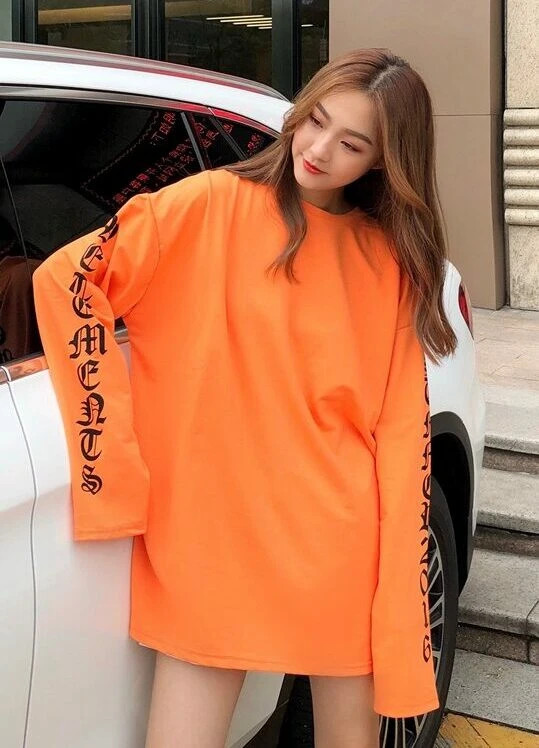 Orange Letter Printed Sweatshirt | Haechan - NCT 4 Orange Letter Printed Sweatshirt | Haechan - NCT - Image 2