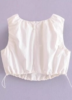 White Drawstring Sleeveless Top | Haerin - NewJeans -Amped Apparel Haerin NewJeans White Drawstring Sleeveless Top 3