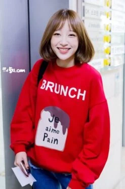 Red Brunch Sweatshirt | Hani - EXID -Amped Apparel Hani Brunch Sweater inspiration 1