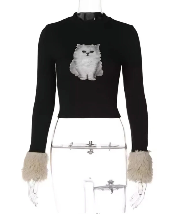 Black Cat Print Long Sleeve Top | Hanni - NewJeans 3 Black Cat Print Long Sleeve Top | Hanni - NewJeans