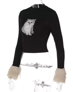 Black Cat Print Long Sleeve Top | Hanni - NewJeans 14 Black Cat Print Long Sleeve Top | Hanni - NewJeans -Amped Apparel Hanni NewJeans Black Cat Print Long Sleeve Top 3 600x759 1