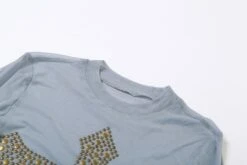 Blue Beaded Cross Mesh Top | Hanni - NewJeans -Amped Apparel Hanni NewJeans Blue Beaded Cross Mesh Top 3 600x400 1