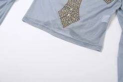 Blue Beaded Cross Mesh Top | Hanni - NewJeans -Amped Apparel Hanni NewJeans Blue Beaded Cross Mesh Top 6 600x400 1