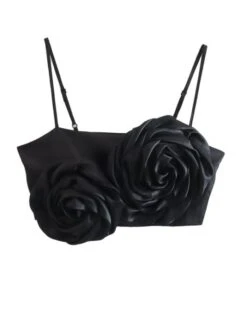 Black Flower Decorated Crop Top | Heejin - Loona