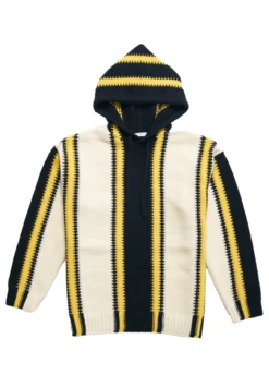Beige Colorblock Stripe Patterned Hoodie | Hongjoong - ATEEZ -Amped Apparel Hongjoong ATEEZ Colorblock Stripe Patterned Hoodie 7