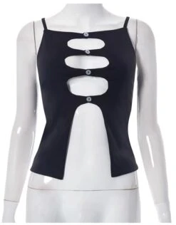 Black Hollow Out Buttoned Top | Hyein - NewJeans