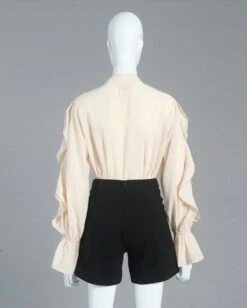 Beige Lace-Trimmed Long Sleeve Blouse | Hyuna -Amped Apparel Hyuna Beige Lace Trimmed Long Sleeve Blouse 12 600x748 1