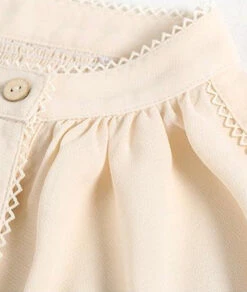 Beige Lace-Trimmed Long Sleeve Blouse | Hyuna -Amped Apparel Hyuna Beige Lace Trimmed Long Sleeve Blouse 3