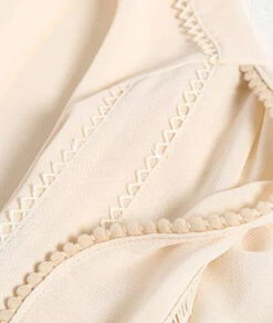 Beige Lace-Trimmed Long Sleeve Blouse | Hyuna -Amped Apparel Hyuna Beige Lace Trimmed Long Sleeve Blouse 4