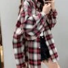 Loose Plaid Long-Sleeved Shirt | Hyunjin - Loona -Amped Apparel Hyunjin Loona Loose Plaid Long Sleeved Shirt pc 1