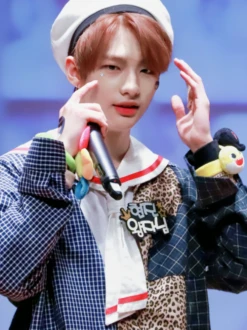 Blue Leopard Plaid Patchwork Shirt | Hyunjin - Stray Kids -Amped Apparel Hyunjin Stray Kids Blue Leopard Plaid Patchwork Shirt 15 600x801 1