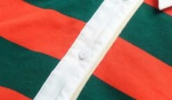 Orange And Green Striped Cotton Polo Shirt | Hyunjin - Stray Kids -Amped Apparel Hyunjin Stray Kids Striped Cotton Polo Top 24 1 600x349 1