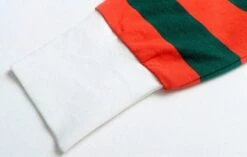 Orange And Green Striped Cotton Polo Shirt | Hyunjin - Stray Kids -Amped Apparel Hyunjin Stray Kids Striped Cotton Polo Top 27 1 600x382 1