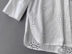 White Cut-Out Embroidery Shirt | Hyunjin - Stray Kids -Amped Apparel Hyunjin Stray Kids White Cut Out Embroidery Shirt 6 600x456 1