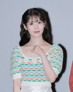 Green Striped Puff Sleeve Crop Top | IU -Amped Apparel IU Green Striped Puff Sleeve Crop Top 1