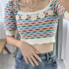 Green Striped Puff Sleeve Crop Top | IU -Amped Apparel IU Green Striped Puff Sleeve Crop Top 13 600x800 1