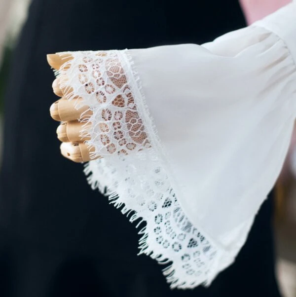 White Bell Sleeve Blouse With Black Bow Tie 19 White Bell Sleeve Blouse With Black Bow Tie - Image 17