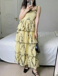 Yellow Layered Maxi Dress | IU