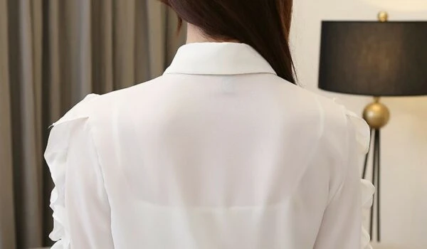 White Ruffled Long Sleeved Blouse | Irene - Red Velvet 14 White Ruffled Long Sleeved Blouse | Irene - Red Velvet - Image 12