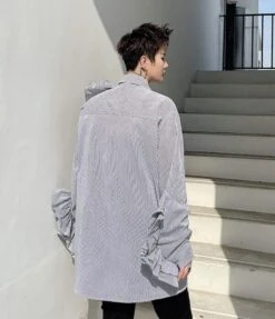 Black Stripe Ruffled Shirt | J-Hope - BTS -Amped Apparel J Hope BTS Black Stripe Ruffled Shirt 11 600x696 1