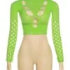Green Cut-Out Long Sleeve Top | J - STAYC -Amped Apparel J STAYC Green Cut Out Long Sleeve Top 2