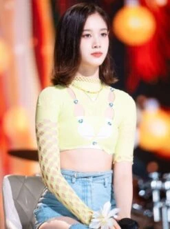 Green Cut-Out Long Sleeve Top | J - STAYC -Amped Apparel J STAYC Green Cut Out Long Sleeve Top 5 600x806 1