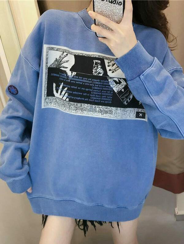 Blue Washed Crew Neck Sweatshirt | Jaehyun - NCT 8 Blue Washed Crew Neck Sweatshirt | Jaehyun - NCT - Image 6