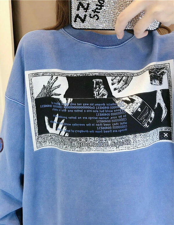 Blue Washed Crew Neck Sweatshirt | Jaehyun - NCT 9 Blue Washed Crew Neck Sweatshirt | Jaehyun - NCT - Image 7