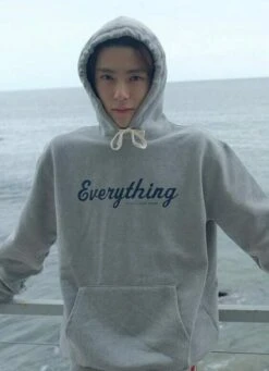 Grey "Everything" Hoodie | Jaehyun - NCT -Amped Apparel Jaehyun Everything Hoodie Inspiration e1643270622381