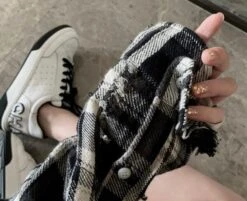 Black Distressed Plaid Shirt | Jake - Enhypen -Amped Apparel Jake Enhypen Black Distressed Plaid Shirt 8 600x488 1