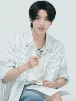 White Stripes Long Sleeve Shirt | Jake - Enhypen -Amped Apparel Jake Enhypen White Stripes Long Sleeve Shirt 1 600x800 1