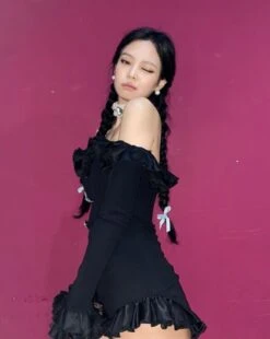 Black Ruffled Mini Jumpsuit | Jennie - BlackPink -Amped Apparel Jennie BlackPink Black Ruffled Mini Jumpsuit 3 600x752 1