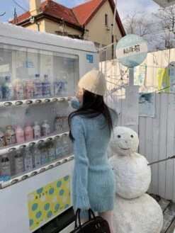 Blue Knit Sweater Dress | Jennie - BlackPink -Amped Apparel Jennie BlackPink Blue Knit Sweater Dress 2 600x800 1