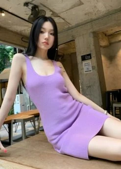 Lilac Knitted Bodycon Dress | Jennie - BlackPink -Amped Apparel Jennie BlackPink Lilac Knitted Bodycon Dress q 1 600x839 1