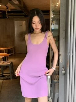 Lilac Knitted Bodycon Dress | Jennie - BlackPink -Amped Apparel Jennie BlackPink Lilac Knitted Bodycon Dress q 2 600x805 1