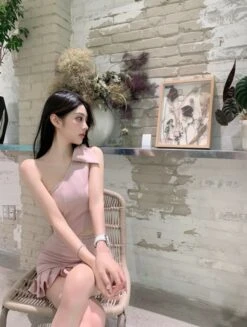 Pink Crystal Embellished Asymmetric Top | Jennie - BlackPink -Amped Apparel Jennie BlackPink Pink Crystal Embellished Asymmetric Top 4 600x794 1