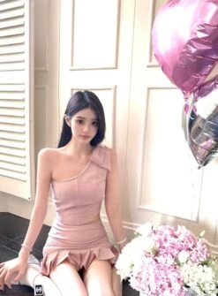 Pink Crystal Embellished Asymmetric Top | Jennie - BlackPink -Amped Apparel Jennie BlackPink Pink Crystal Embellished Asymmetric Top 5 600x813 1