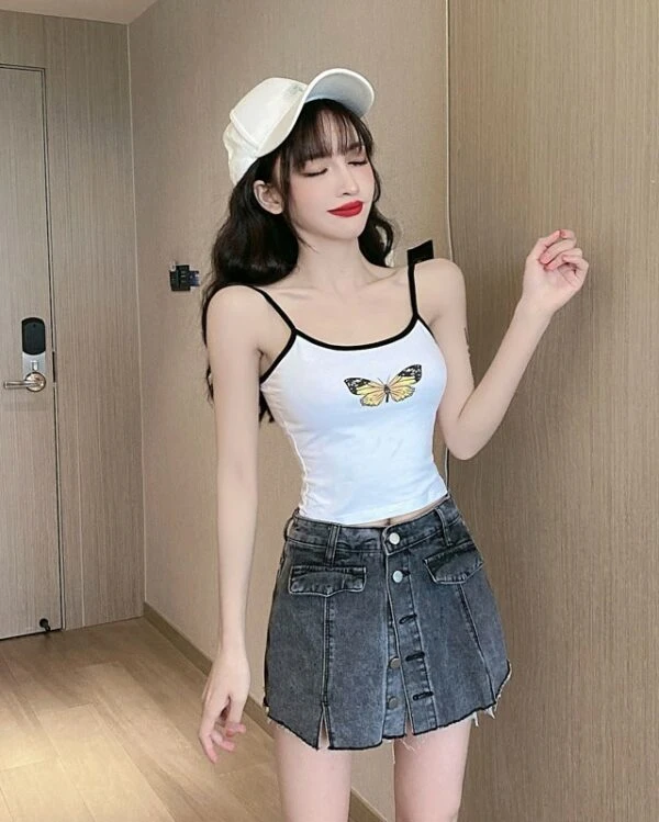 White Butterfly Crop Top | Jennie - BlackPink 4 White Butterfly Crop Top | Jennie - BlackPink - Image 2