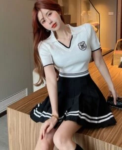 White Cropped Polo Shirt | Jennie - BlackPink -Amped Apparel Jennie BlackPink White Cropped Polo Shirt 11 600x738 1