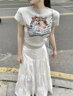 White Maxi Flared Skirt | Jennie - BlackPink -Amped Apparel Jennie BlackPink White Maxi Flared Skirt 3 600x795 1