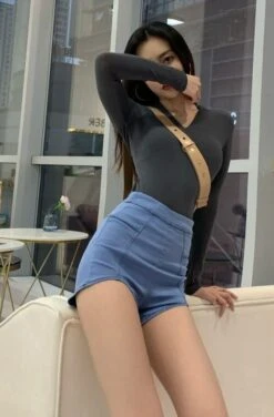 Black High Waist Fit Shorts | Jennie - BlackPink -Amped Apparel Jennie High Waist Fit Shorts 12 600x913 1